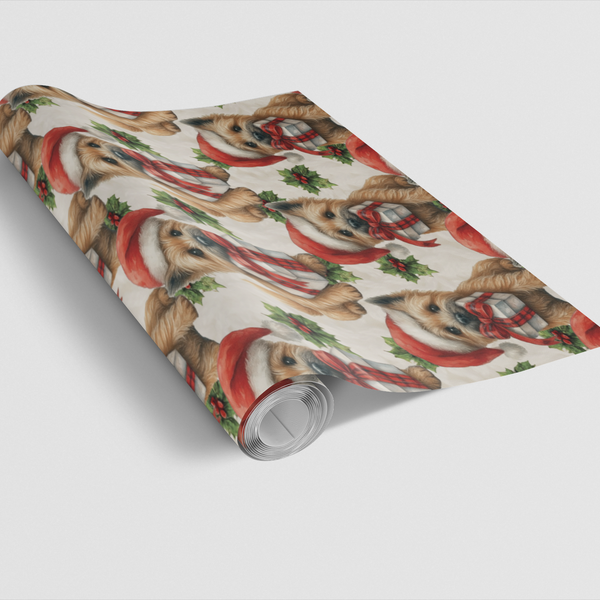 Holiday Dog Gift Wrap Roll, Cairn Terrier Christmas Wrapping Paper, Festive Pet Winter Wrapping Paper, Dog Lover Xmas Present