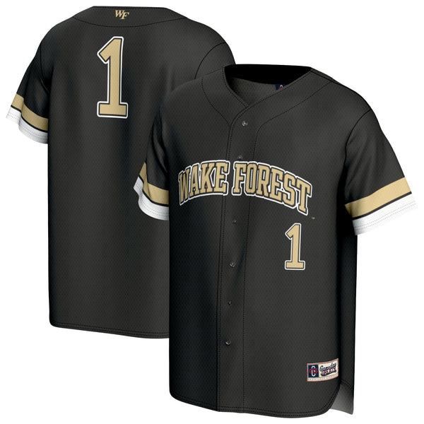 #1 Wake Forest Demon Deacons Lightweight Collegiate Baseball Fashion Jersey - Black