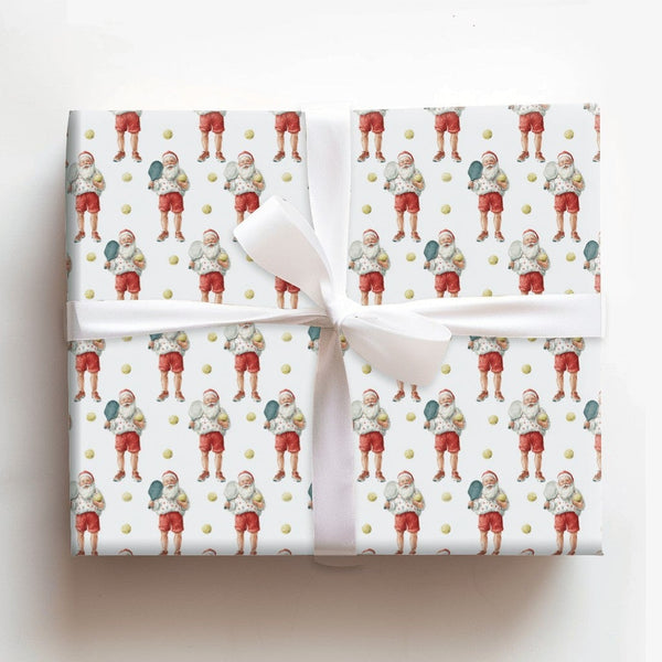 Humorous Sports Christmas Gift Wrap, Pickleball Santa Wrapping Paper, Santa Pickleball Player Wrapping Paper, Holiday Gift Wr