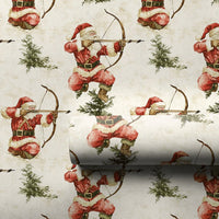 Watercolor Bow and Arrow Santa Gift Wrap, Santa Archer Wrapping Paper, Hunter Santa Christmas Wrapping Paper, Archery Holiday Gift Wrap