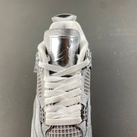 Retro Mid Top Sneakers, Silver Colorway, Metallic Finish, Lace Up Design, Casual Gift for Sneaker Fans