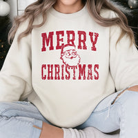 Distressed Vintage Santa Graphic Sweatshirt, Merry Christmas Santa Sweatshirt, Retro Holiday Crewneck, Festive Xmas Graphic Pullover