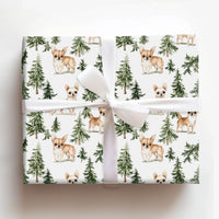 Watercolor Dog Gift Wrap, Chihuahua Wrapping Paper, Pine Tree Holiday Wrapping Paper, Adorable Puppy Present Paper, Dog Lover Christmas Gift Wrap
