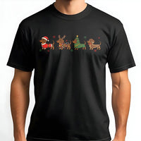 Festive Weiner Dog Holiday Tee, Christmas Dachshund T-Shirt, Adorable Doxie Graphic Shirt, Retro Xmas Puppy T-Shirt, Dog Lover Holiday Present