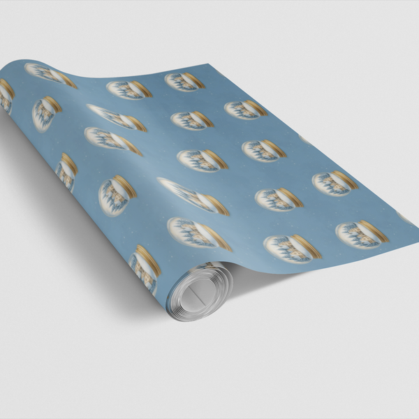 Festive Christmas Gift Wrap, Winter Village Snow Globe Wrapping Paper, Holiday Town Present Wrap, Comfy Seasonal Gift Wrappin