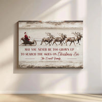 Christmas Wall Art Canvas, Santa Sleigh Reindeer Canvas Art, Holiday Winter Scene Canvas Print, Xmas Living Room Decor, Family Holiday Present