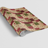 Patchwork Plaid Gift Wrap, Rustic Christmas Wrapping Paper, Holiday Heart Wrapping Paper, Vintage Christmas Gift Wrap, Country Holiday Paper