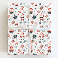 Retro Gaming Santa Gift Wrap, Gamer Christmas Wrapping Paper, Video Game Controller Wrapping Paper, Holiday Gamer Gift Wrap, Xmas Paper Roll
