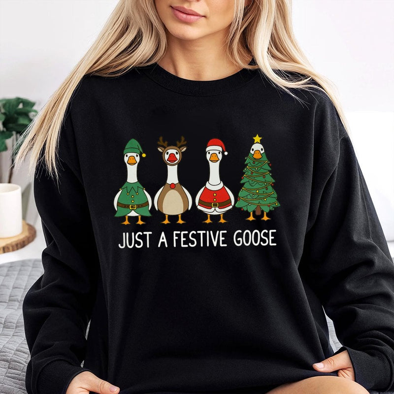 Adorable Holiday Bird Christmas Sweatshirt, Festive Goose Christmas Sweatshirt, Humorous Winter Animal Crewneck, Comfy Xmas Goose Sweatshirt, Present