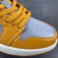 Low Top Sneakers, Yellow Gray Colorway, Lace Up Design, Casual Gift for Sneaker Fans