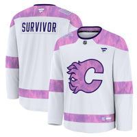 Calgary Flames White Hockey Fights Cancer Survivor Practice Jersey