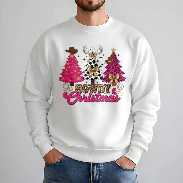 Western Cowgirl Leopard Tree Crewneck, Howdy Christmas Sweatshirt, Rodeo Country Holiday Sweater, Southern Christmas Festive 