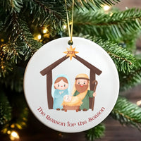 Reason for the Season Ceramic Ornament, Nativity Scene Christmas Ornament 2024, Religious Holiday Tree Ornament, Christian Keepsake Present