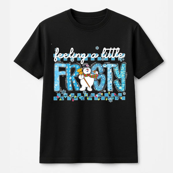 Adorable Snowman Christmas T-Shirt, Feeling A Little Frosty Shirt, Winter Holiday Graphic Tee, Retro Xmas Tee, Festive Snow L