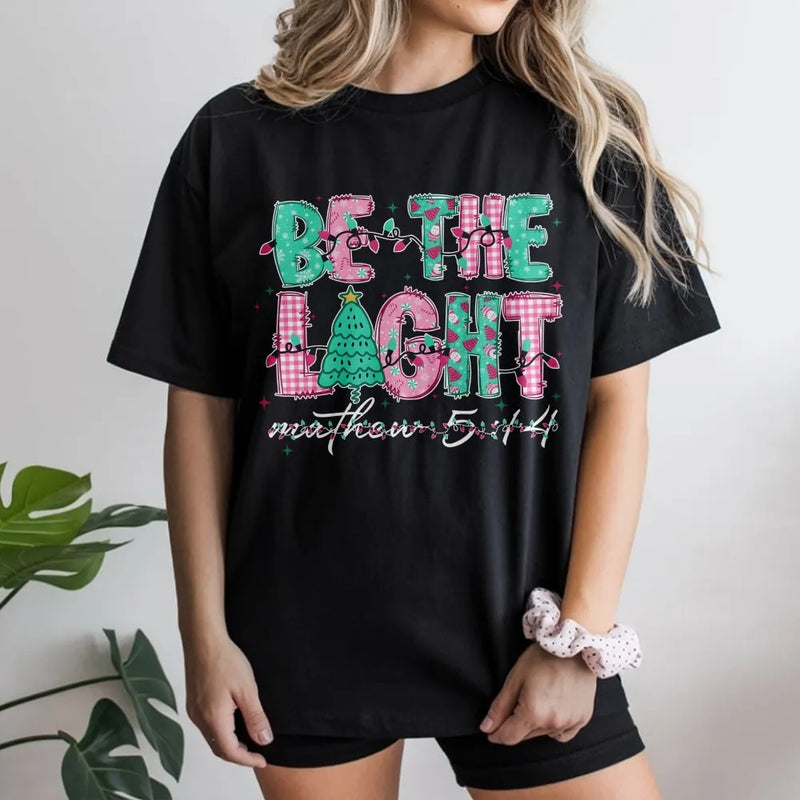 Matthew 5, Be the Light Shirt, 14 Christian T-Shirt, Plaid Christmas Tree Graphic Tee, Faith Based Holiday Tee, Christian Christmas Present
