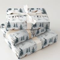 Winter Forest Holiday Gift Wrap, Watercolor Moose Christmas Wrapping Paper, Rustic Wildlife Wrapping Paper, Snowy Nature Gift Wrapping Paper