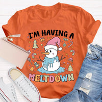 Humorous Winter Holiday Graphic Shirt, Meltdown Snowman Christmas T-Shirt, Adorable Melting Snowman Humor Xmas Tee, Present