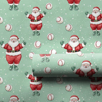 Baseball Christmas Gift Wrap, Mint Green Baseball Santa Wrapping Paper, Baseball Holiday Wrapping Paper, Sports Santa Xmas Gift Wrap Roll