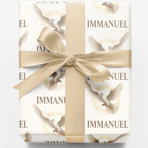 Christian Dove Halo Gift Wrap Paper, Immanuel Religious Wrapping Paper, Christmas Baptism Wrapping Paper Roll, Holiday Gift W