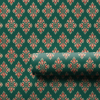 Red and Green Holiday Gift Wrap, Vintage Damask Wrapping Paper, Elegant Festive Damask Wrapping Paper, Classic Christmas Present Paper