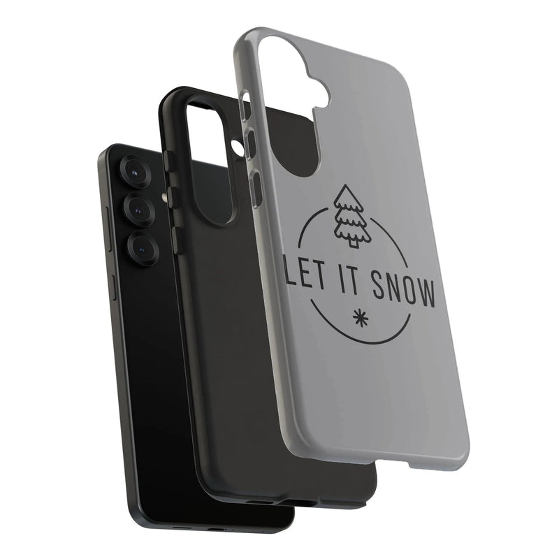 Winter Pine Tree Samsung Galaxy Case, Let It Snow Phone Case, Minimalist Snowfall Tough Phone Cover, Christmas Holiday Present Phone Case