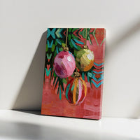 Christmas Ornament Holiday Print, Christmas Ornament Canvas Wall Art, Impressionist Christmas Poster, Festive Art, Digital Download Print