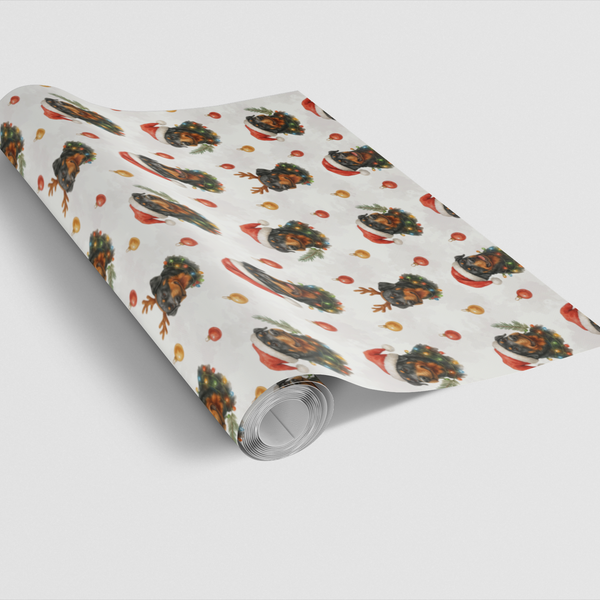 Santa Hat Rottweiler Gift Wrap, Rottweiler Christmas Wrapping Paper, Festive Rottweiler Wrapping Paper, Holiday Dog Lover Gif
