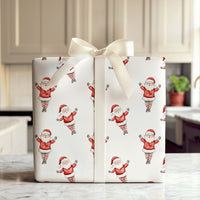 Whimsical Santa Claus Christmas Gift Wrap, Watercolor Striped Leg Santa Wrapping Paper, Fun Holiday Wrapping Paper, Festive Gift Wrap Roll