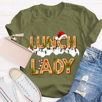 Festive School Cafeteria Holiday Shirt, Christmas Lunch Lady Gingerbread T-Shirt, Adorable Christmas Baker Graphic Tee, Xmas Present