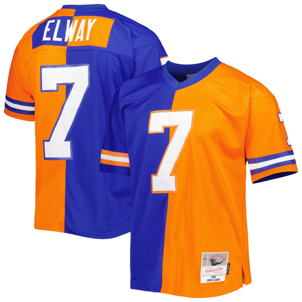 Denver Broncos John Elway Royal/Orange 1990 Split Legacy Replica Jersey