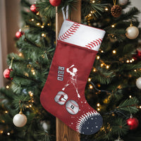 Custom Name and Number Stocking, Personalized Baseball Christmas Stocking, Sports Fan Holiday Xmas Stocking, Velboa Fireplace Mantel Decor