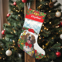 Custom Name Dog Stocking, Personalized Beagle Christmas Stocking, Adorable Pet Holiday Stocking, Beagle Lover Present, Christmas Morning Decor