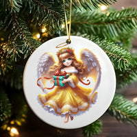 Adorable Holiday Fairy Ornament, Christmas Angel Ornament, Ceramic Angel Tree Ornament, Festive Xmas Keepsake, Holiday Present for Her