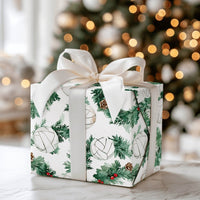 Festive Holiday Wreath Gift Wrap Roll, Volleyball Christmas Wrapping Paper, Sports Team Present Wrap, Athlete Coach Winter Wrapping Paper
