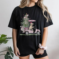 Golf Cart Holiday Dog Shirt, Christmas Golden Retriever T-Shirt, Adorable Xmas Retriever Graphic Tee, Humorous Dog Lover Shirt, Holiday Party Present
