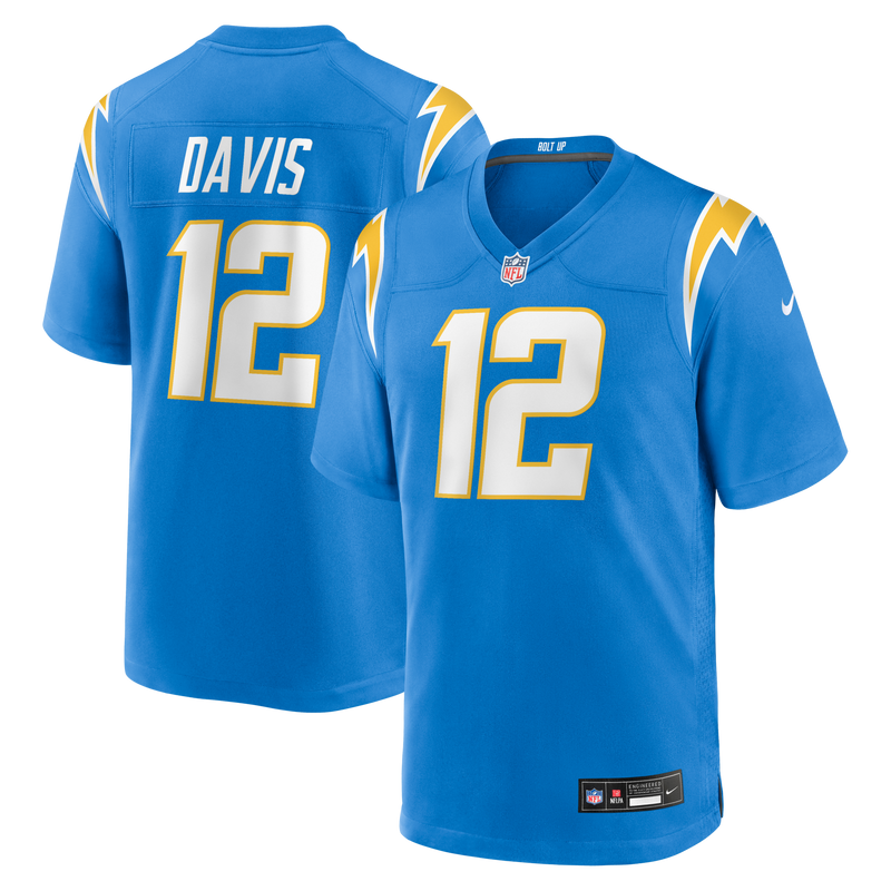 Los Angeles Chargers Derius Davis Powder Blue Team Game Jersey