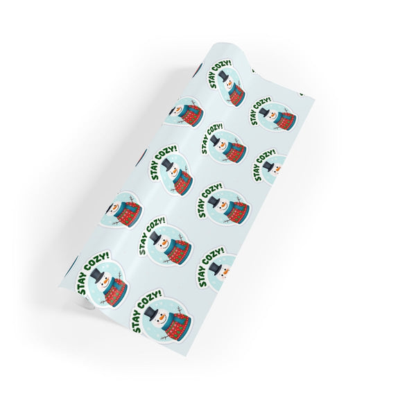 Adorable Snowman Gift Wrap, Stay Comfy Snowman Wrapping Paper, Festive Christmas Wrapping Paper, Winter Holiday Gift Wrap, Ho
