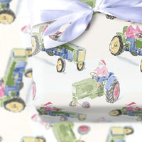 Santa Farm Tractor Gift Wrap, Christmas Tractor Wrapping Paper, Rustic Country Wrapping Paper, Farmhouse Holiday Gift Wrap Roll for Farmers