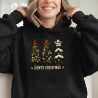 Howdy Christmas Cowboy Hat Sweatshirt, Western Christmas Tree Hoodie, Retro Cowgirl Holiday Pullover, Country Xmas Present for Her