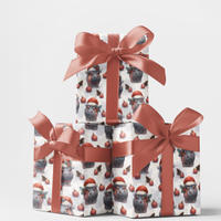 Festive Hippopotamus Gift Wrap, Jolly Hippo Christmas Wrapping Paper, Adorable Animal Holiday Present Paper, Unique Xmas Wrapping Paper Roll
