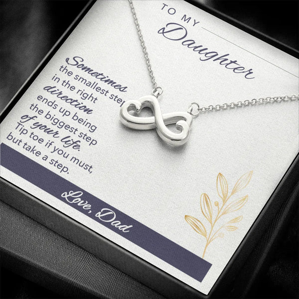 14k White Gold Finish Necklace, Daughter Infinity Heart Necklace, Heart Pendant Necklace, Meaningful Present from Dad, Birthd
