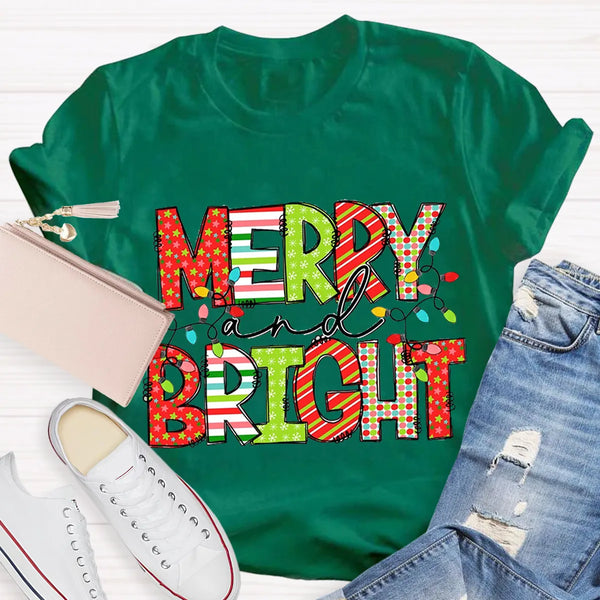 Adorable Holiday Educator Graphic Tee, Merry and Bright Teacher Christmas T-Shirt, Xmas Teacher Shirt, School Winter Top, Tea
