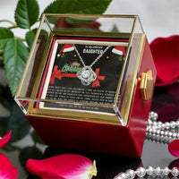 Christmas Present from Mom, Daughter Love Knot Necklace, Rotating Rose Box, CZ Crystal Love Knot Pendant, Meaningful Daughter Love Knot Jewelry