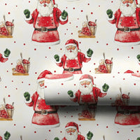 Ice Cream Santa Claus Gift Wrap, Dancing Santa Wrapping Paper, Polka Dot Holiday Wrapping Paper, Sweet Christmas Gift Wrapping Paper