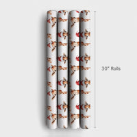 Safari Animal Gift Wrap, Watercolor Giraffe Christmas Wrapping Paper, Santa Hat Giraffe Wrapping Paper, Adorable Holiday Zoo Gift Wrap Roll