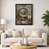 Holiday Presents Candle Wall Art, Vintage Christmas Snow Globe Canvas Art, Winter Festive Canvas Decor, Xmas Home Present