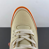 Retro Low Top Sneakers, Beige Orange Colorway, Leather Footwear, Lace Up Design, Casual Gift for Sneaker Fans
