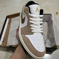 Low Top Sneakers, White Brown Colorway, Lace Up Design, Casual Gift for Sneaker Fans