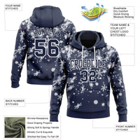 Christmas Sports Pullover Hoodie, Custom Navy Snowflake Hoodie, Personalized Name and Number Hoodie, Holiday Team Sweatshirt, Xmas Present