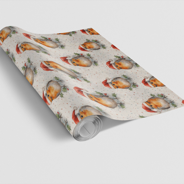 Watercolor Winter Bird Gift Wrap, Christmas Robin Wrapping Paper, Holiday Robin Wrapping Paper, Festive Nature Lover Present 